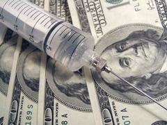 syringe with money